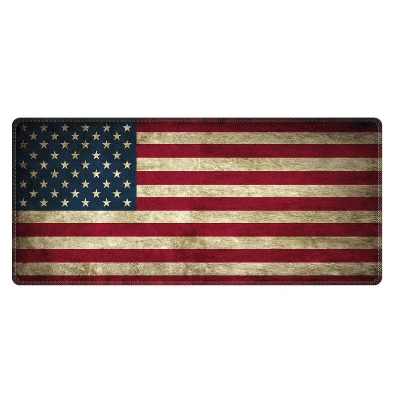 Meffort Inc Extra Large Extended Gaming Desk Mat Non-Slip Rubber Pads Stitched Edges XXL Mouse Pad 35.4 x 15.7 inch - USA Flag - Image 1
